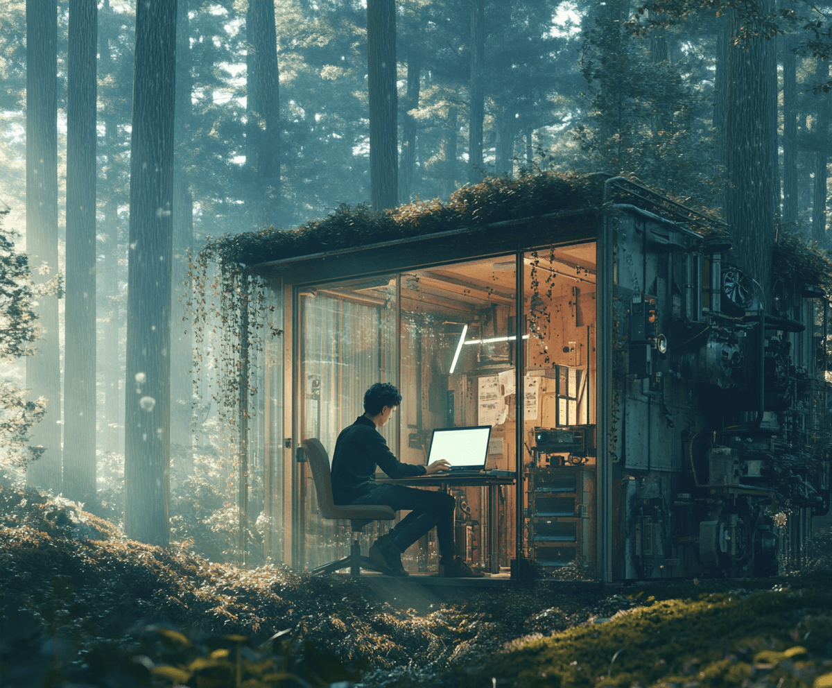 Josh Miller sitting at a MacBook prototyping